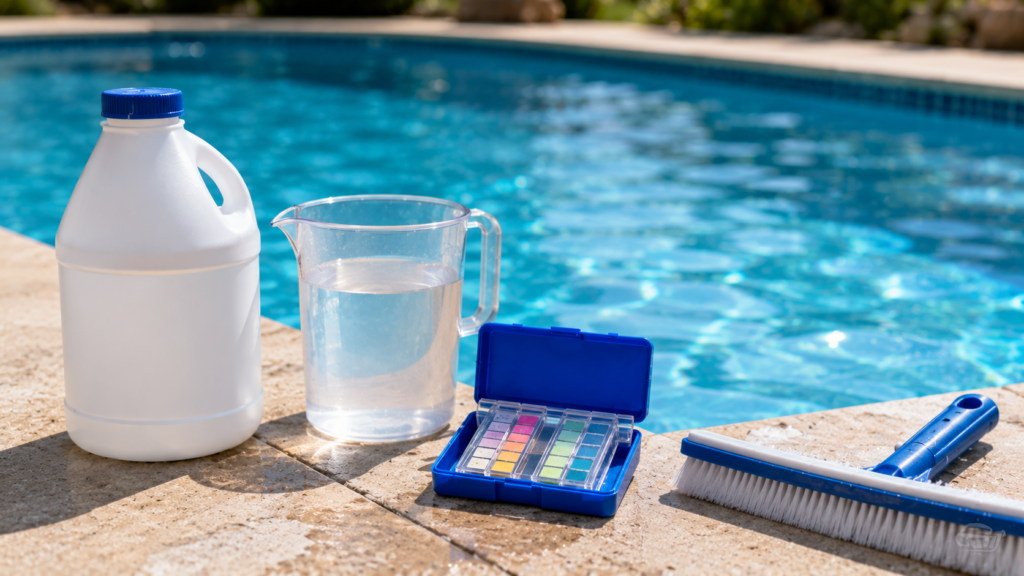 How to Lower pH in a Pool with pool testing and maintenance supplies