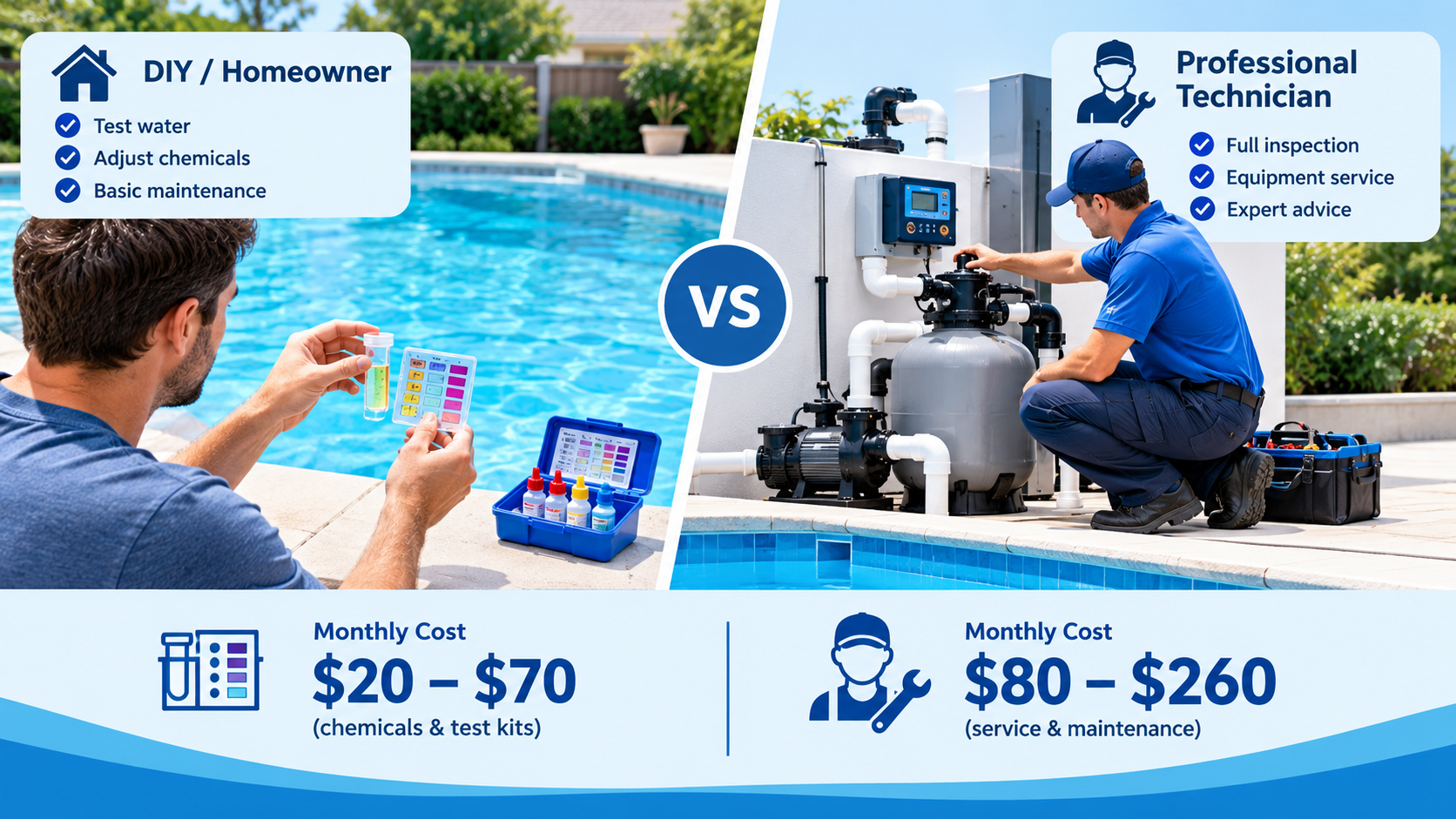 DIY vs professional pool maintenance cost comparison for homeowners