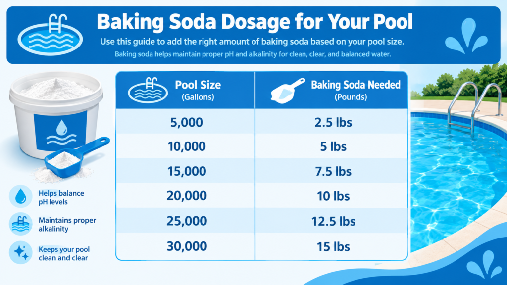 Dosage chart for how to raise alkalinity in pool based on pool size
