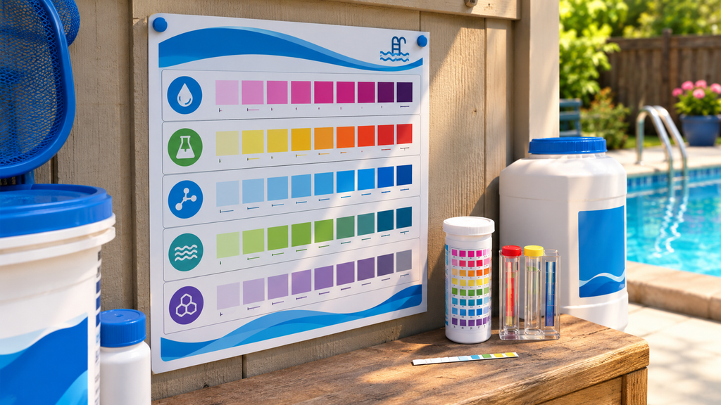 Printable cheat sheet for how to test pool water and read results