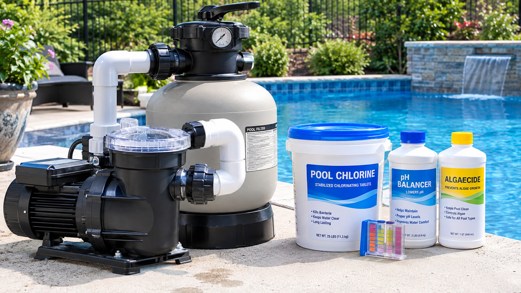 Pool pump and chemicals that affect pool maintenance cost
