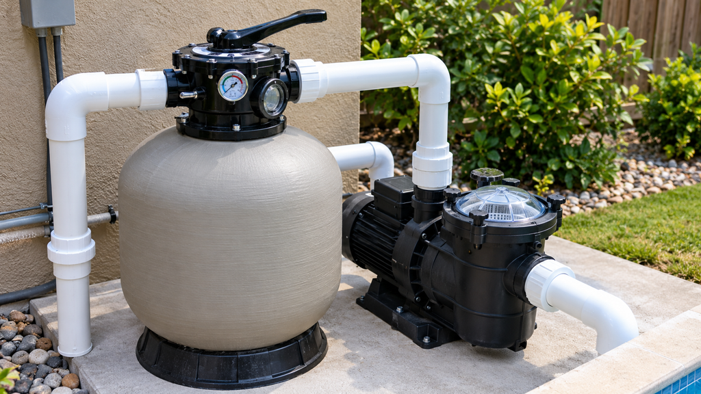 Multiport filter valve set to waste, the key setting for how to vacuum a pool with heavy debris