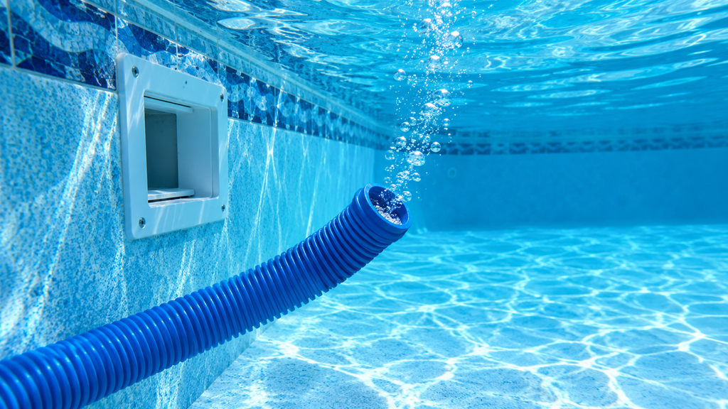 Priming the vacuum hose underwater is the third step in how to vacuum a pool